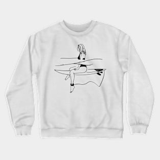 Surfer Girl Ilustration Crewneck Sweatshirt